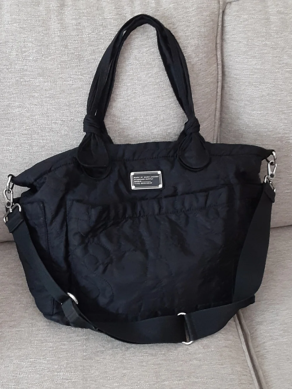 Marc By Marc Jacobs Black Quilted Tote  ,traveling Bag